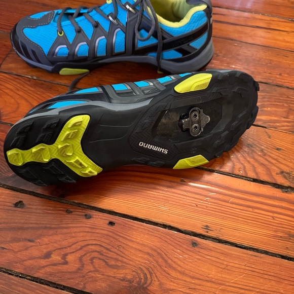 Shimano MT34 SPD Mountain Bike Shoes Size 43 EU (8.9 US) 27.2CM Blue Green Black - Picture 5 of 8